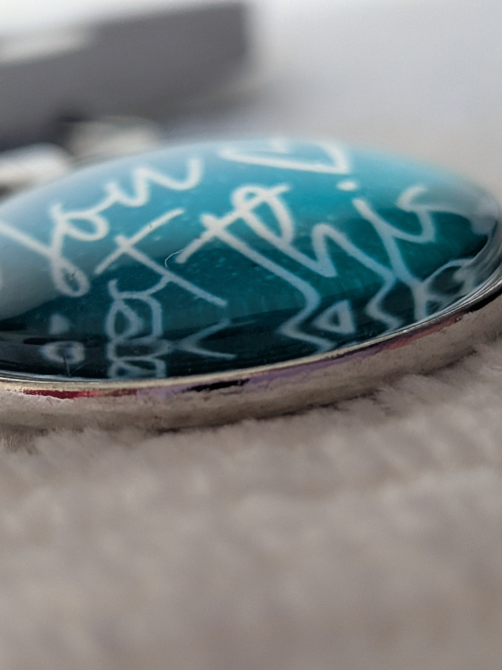 Inspirational "You Got This" Keychain Teal Blue Swivel Clasp Metal Glass - Picture 3 of 7